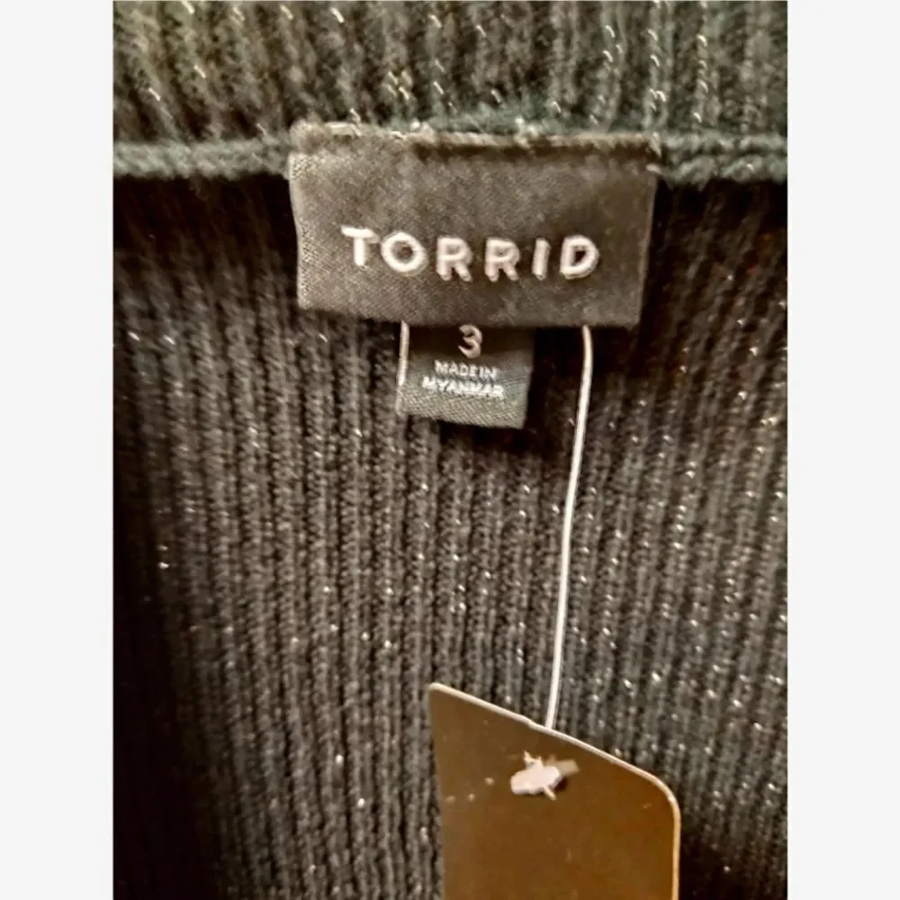TORRIID Plusย Size Black Sparkly Drape Front Cardigan WithโOverlapping Layers 3X - Picture 5 of 14